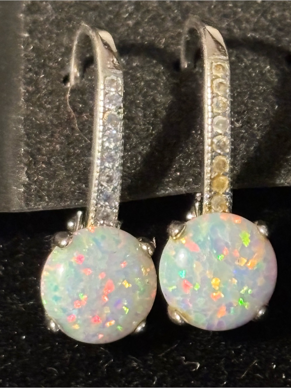Sterling Fiery Opal Earrings